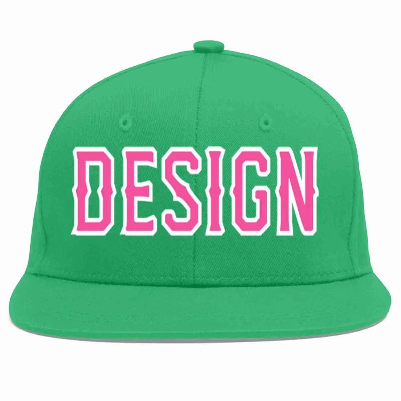 Baseball Cap For School Spirit Merchandise-Custom Teal Pink-White Flat Eaves Sport Baseball Cap