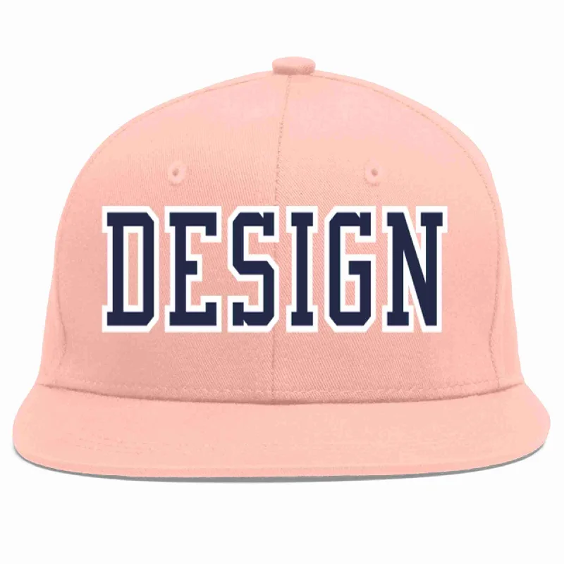 Baseball Cap For Fundraisers-Custom Pink Navy-White Flat Eaves Sport Baseball Cap Design for Men/Women/Youth