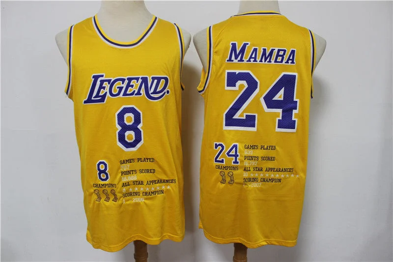 Basketball Jersey For Custom Fan Clothing-Lakers 8 &24 Kobe Bryant Yellow Mamba Swingman Fashion Basketball Jersey