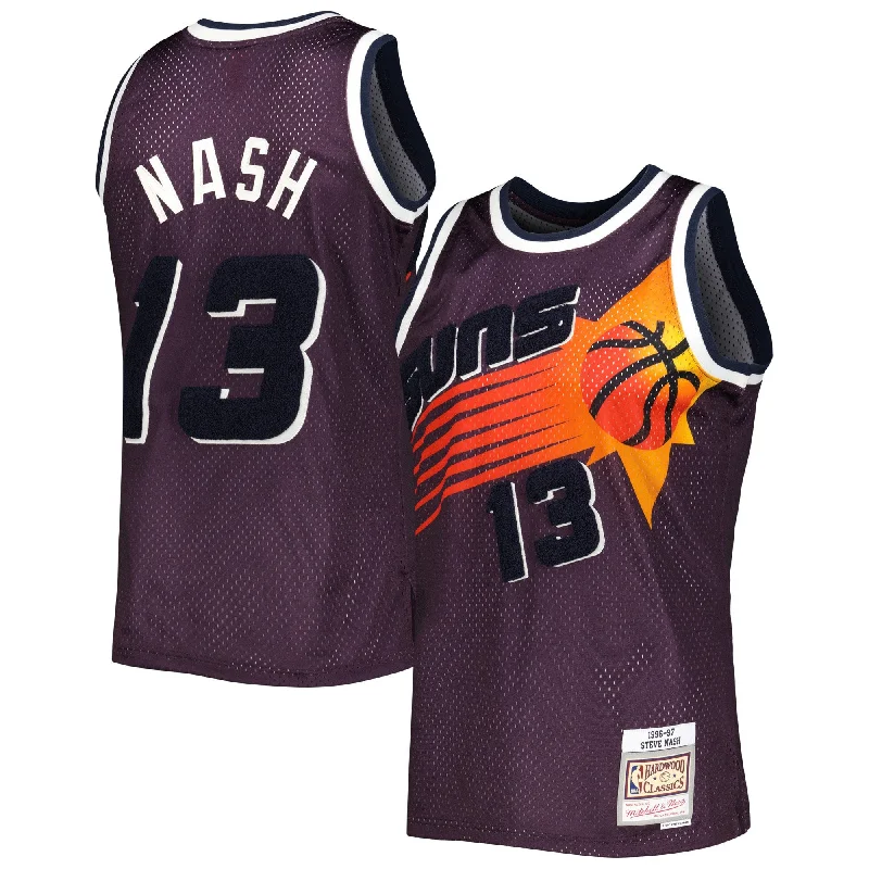 Basketball Jersey For Team Fundraising Campaigns-Steve Nash Phoenix Suns 1996/97 Hardwood Classics Off-court Swingman Basketball Jersey - Purple