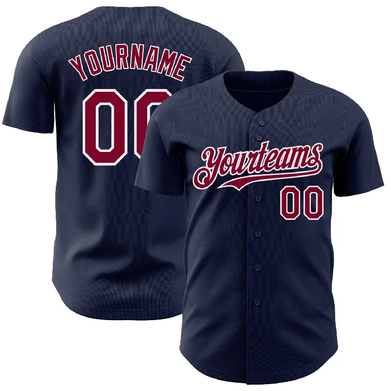 Baseball Jersey For League Orders-Custom Navy Maroon-White Authentic Baseball Jersey