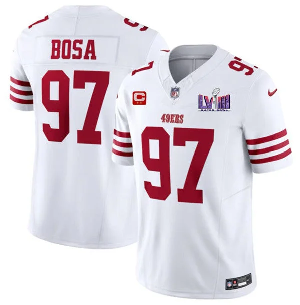 Football Jersey For Custom Team Player Recognition-Men's San Francisco 49ers #97 Nick Bosa White 2024 F.U.S.E. Super Bowl LVIII Patch And 2-star C Patch Vapor Untouchable Limited Football Stitched Jersey