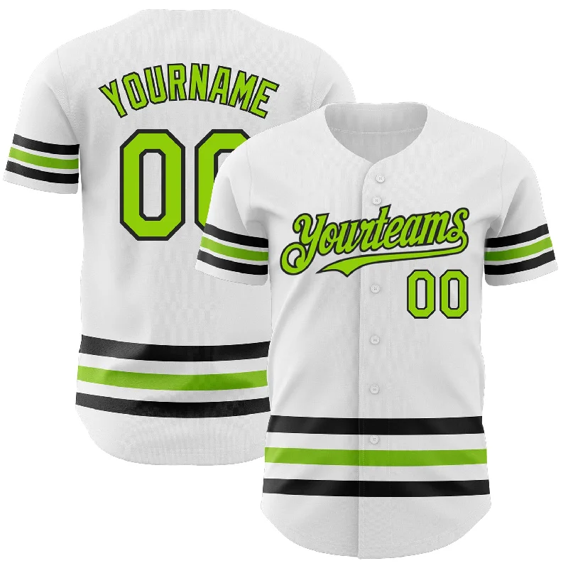 Baseball Jersey For Promotional Sales-Custom White Neon Green-Black Line Authentic Baseball Jersey