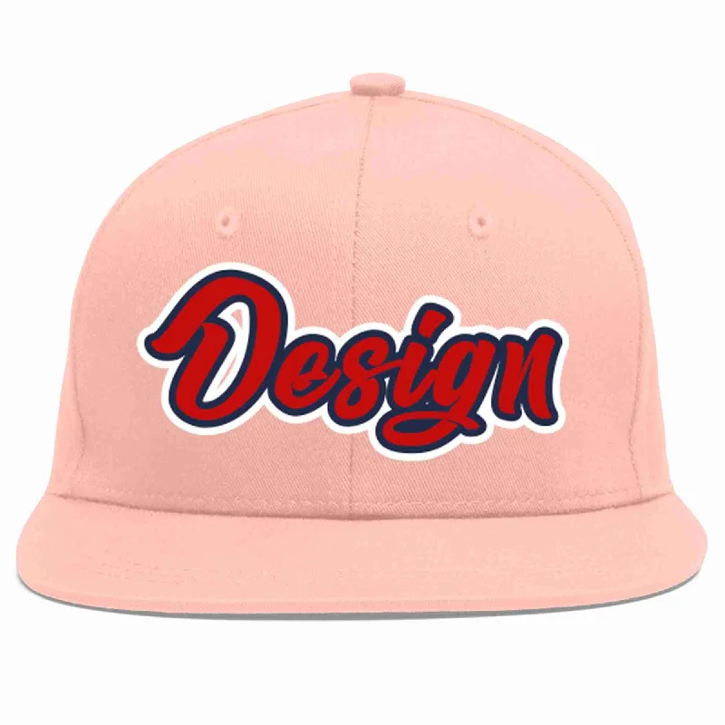 Baseball Cap With Personalized Embroidery-Custom Pink Red-Navy Flat Eaves Sport Baseball Cap Design for Men/Women/Youth