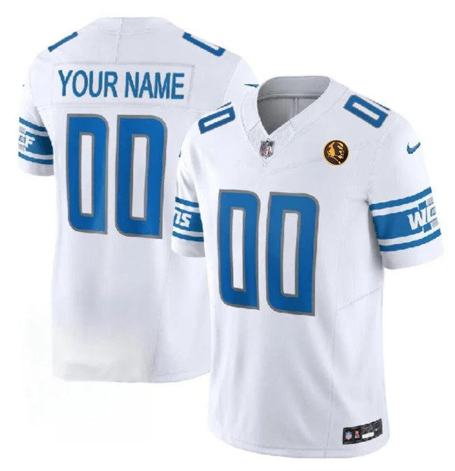 Football Jersey With Team Logo Embroidery-Men's Detroit Lions Active Player Custom White 2023 F.U.S.E. With John Madden Patch Vapor Limited Football Stitched Jersey