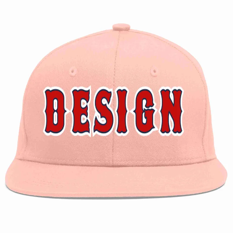 Baseball Cap For Custom Fan Merchandise Orders-Custom Pink Red-Navy Flat Eaves Sport Baseball Cap Design for Men/Women/Youth