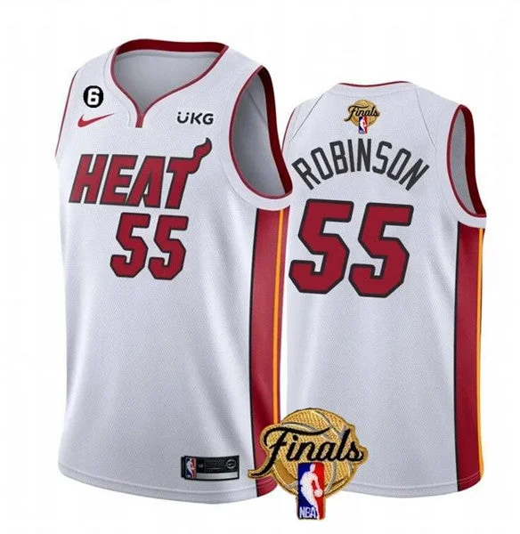 Basketball Jersey For Youth Team Fan Gear-Heat 55 Duncan Robinson White 2023 Finals NO.6 Patch Swingman Basketball Jersey