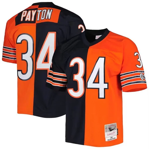 Football Jersey For Fan Club Custom Gear-Men's Chicago Bears #34 Walter Payton Navy/Orange 1985 Mitchell & Ness Football Stitched Jersey