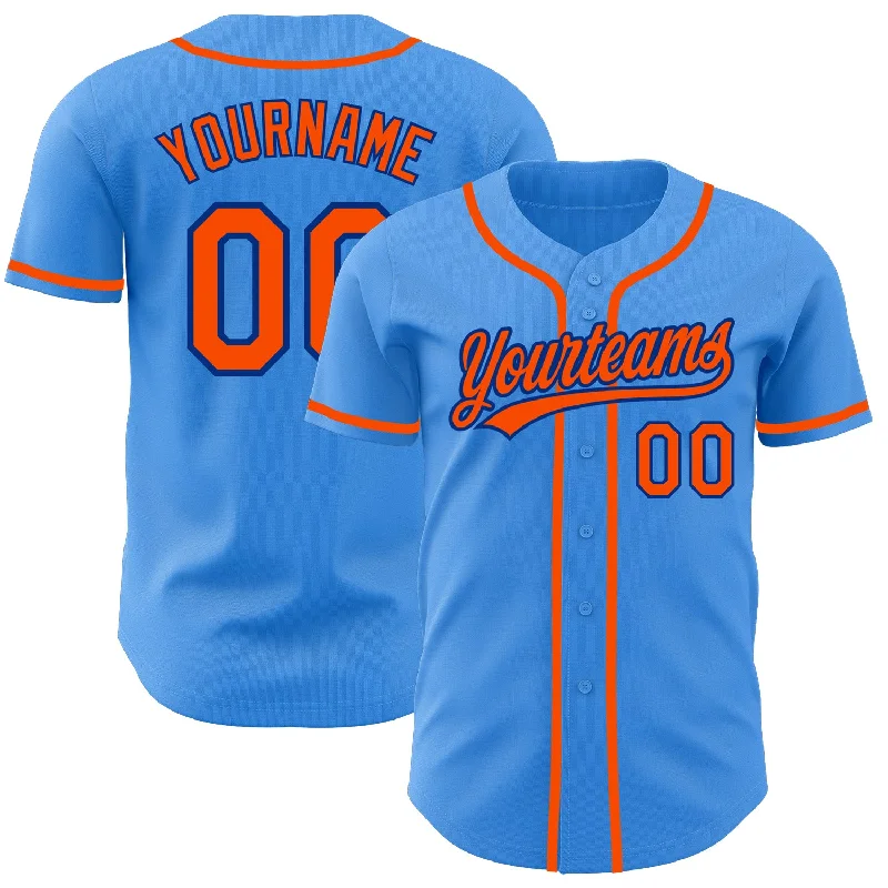 Baseball Jersey With Custom Fan Graphics-Custom Electric Blue Orange-Royal Authentic Baseball Jersey