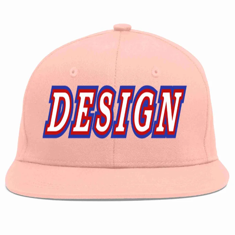 Baseball Cap For Fans And Supporters-Custom Pink White-Red Flat Eaves Sport Baseball Cap Design for Men/Women/Youth