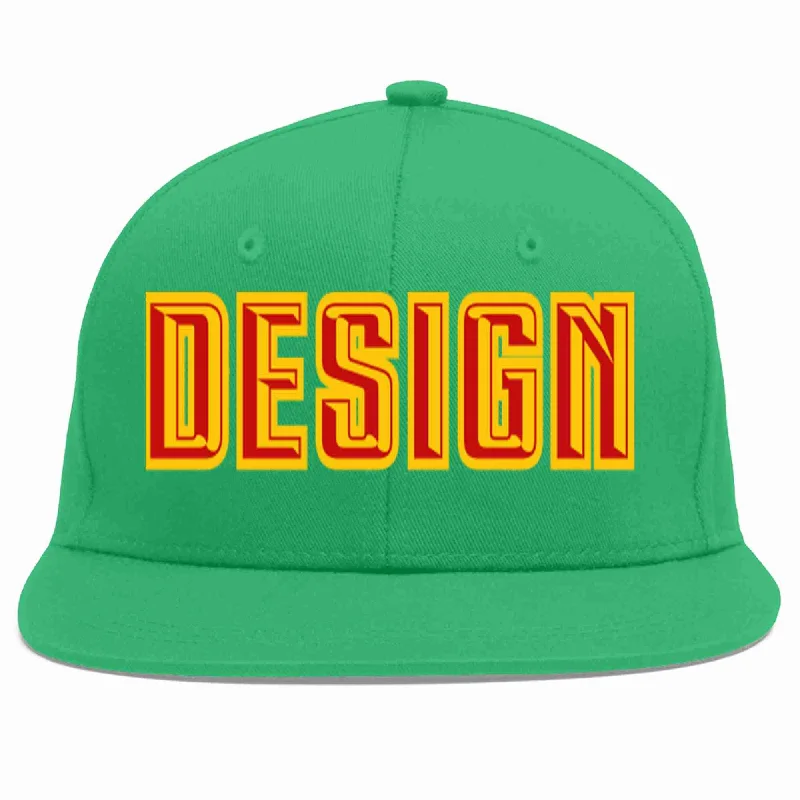 Baseball Cap For Group Orders-Custom Teal Red-Yellow Flat Eaves Sport Baseball Cap