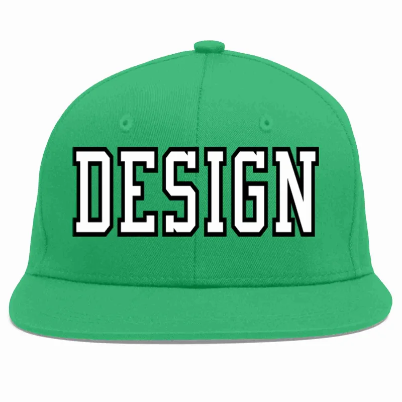 Baseball Cap With Custom Team Graphics-Custom Teal White-Black Flat Eaves Sport Baseball Cap