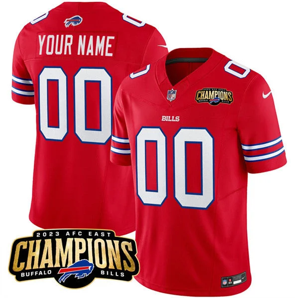 Football Jersey For Game Day Supporter Gear-Men's Buffalo Bills Active Player Custom Red 2023 F.U.S.E. AFC East Champions Ptach Football Stitched Jersey