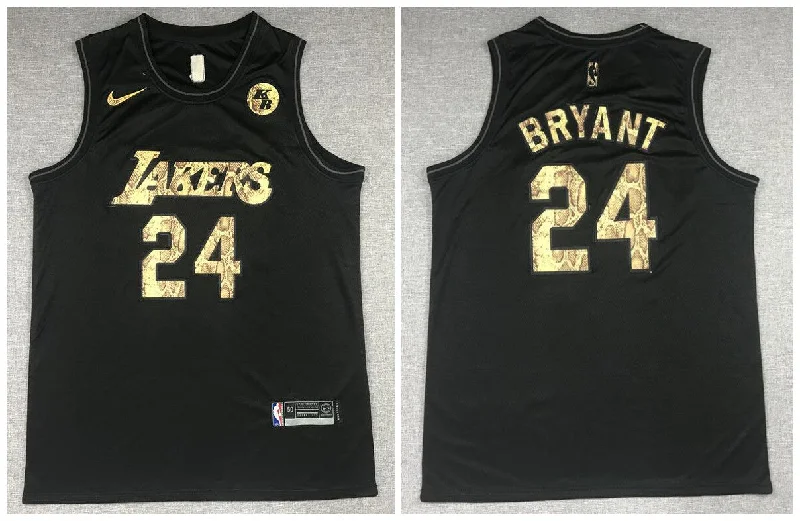 Basketball Jersey For Custom High School Orders-Lakers 24 Kobe Bryant Black Commemorative Swingman Basketball Jersey