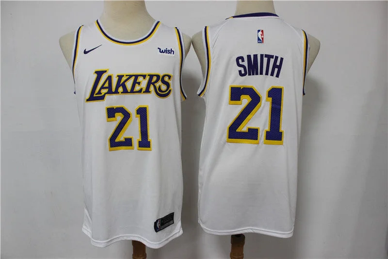 Basketball Jersey With Custom Embroidered Logos-Lakers 21 J.R. Smith White Swingman Basketball Jersey