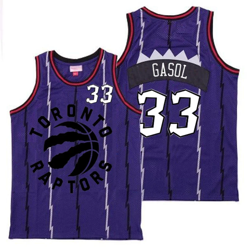 Basketball Jersey For School Fan Orders-Raptors 33 Marc Gasol Purple Retro Basketball Jersey