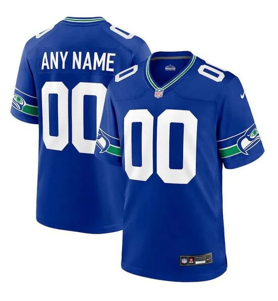 Football Jersey For Fan Gifts-Men's Seattle Seahawks Active Player Custom Royal Throwback Football Stitched Game Jersey