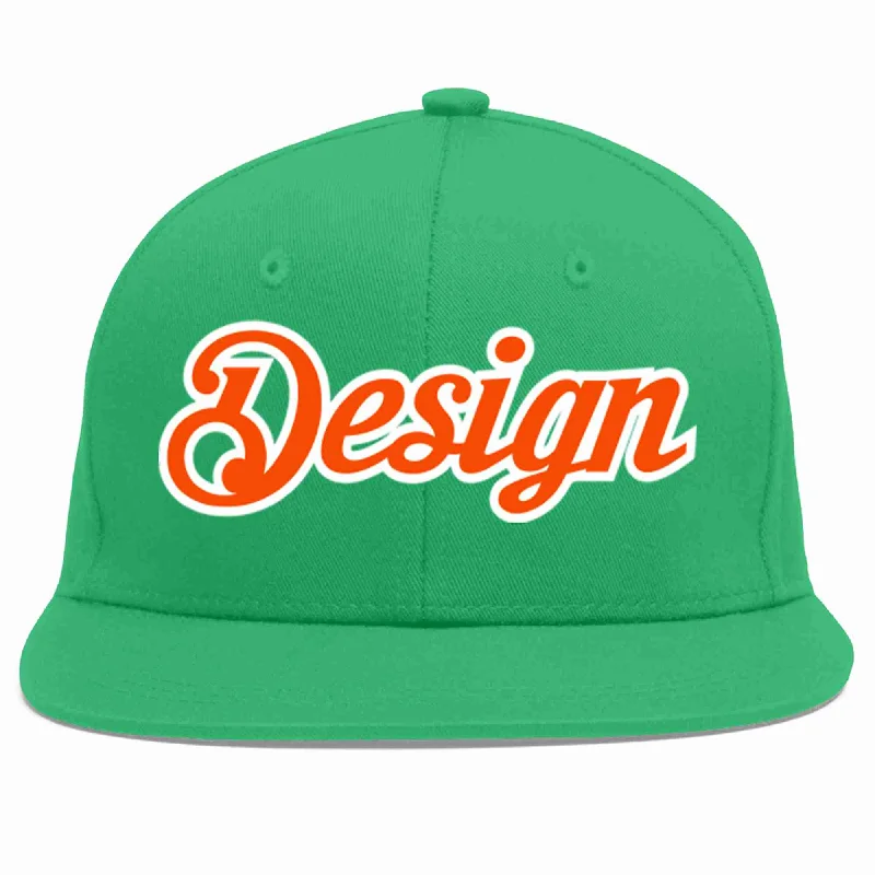 Baseball Cap With Personalized Logos-Custom Teal Orange-White Flat Eaves Sport Baseball Cap