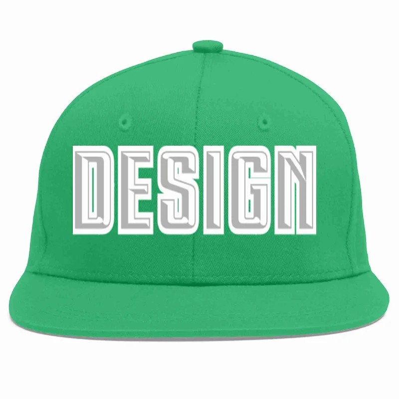 Baseball Cap With Special Edition Designs-Custom Teal Gray-White Flat Eaves Sport Baseball Cap