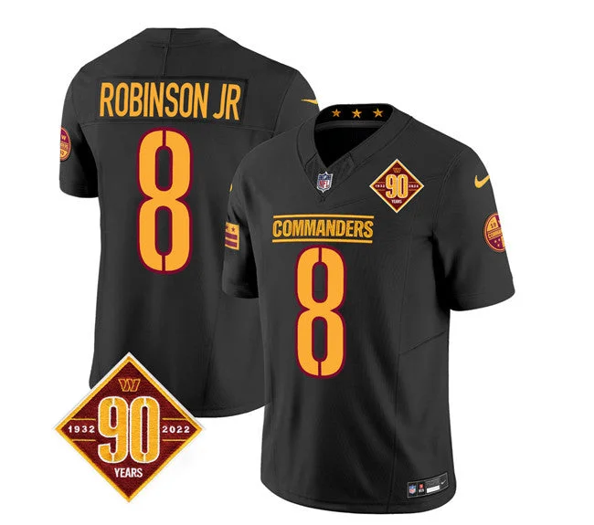 Football Jersey For Custom Fan Apparel-Men's Washington Commanders #8 Brian Robinson Black 2023 F.U.S.E. 90th Anniversary Vapor Limited Football Stitched Jersey