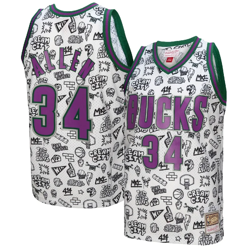 Basketball Jersey For Limited-Edition Team Gear-Ray Allen Milwaukee Bucks 2000/01 Swingman Basketball Jersey - White