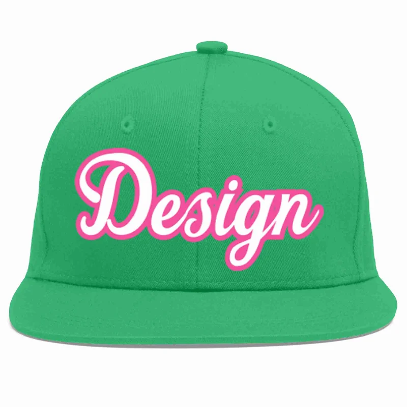 Baseball Cap For Group Custom Orders-Custom Teal White-Pink Flat Eaves Sport Baseball Cap