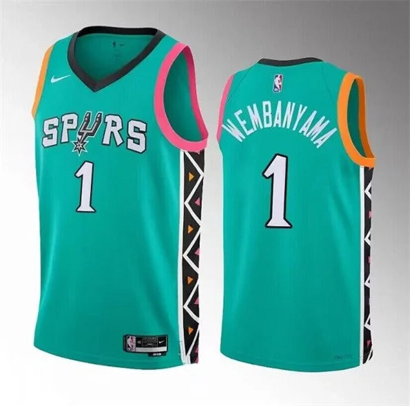 Basketball Jersey For Group Custom Orders-Spurs 1 Victor Wembanyama Teal 2022-23 Association Edition Swingman Basketball Jersey