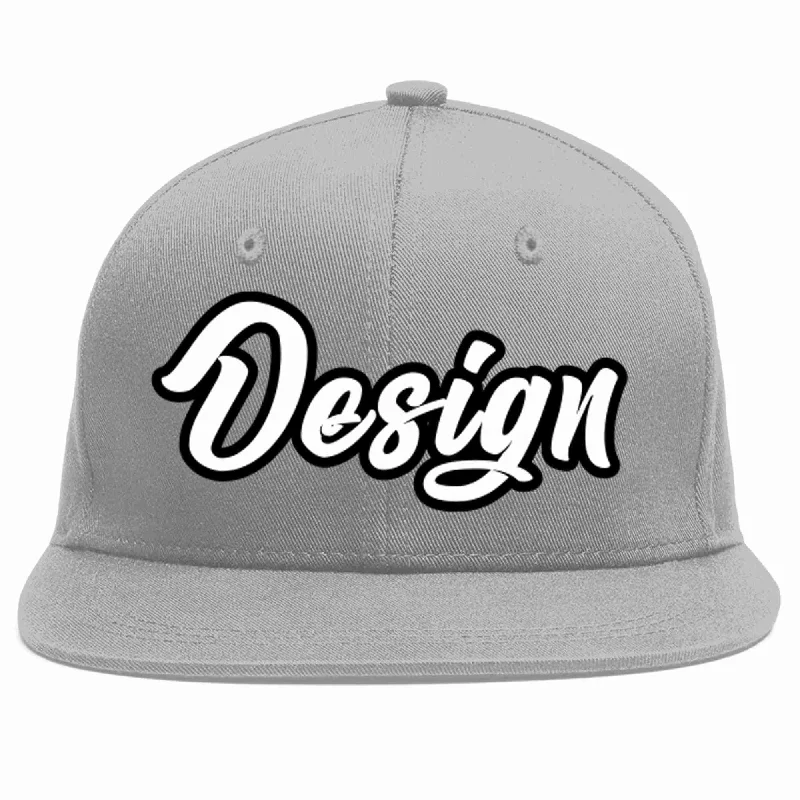 Baseball Cap For Summer Wear-Custom Gray White-Black Flat Eaves Sport Baseball Cap Design for Men/Women/Youth