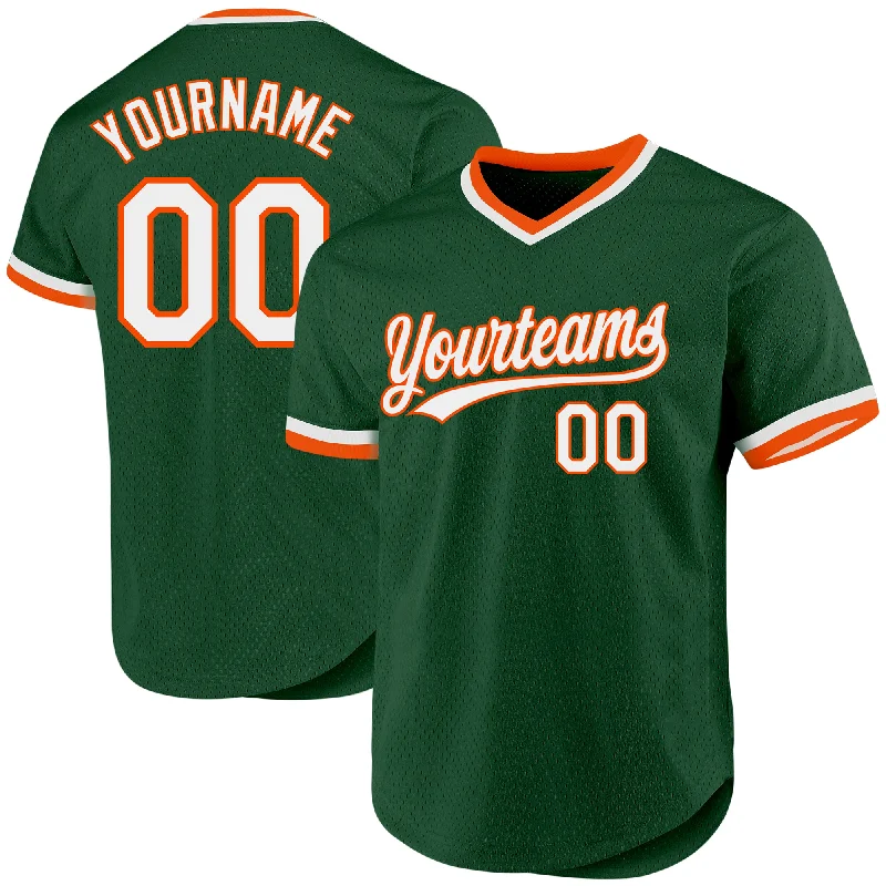 Baseball Jersey For Tournament Teams-Custom Green White-Orange Authentic Throwback Baseball Jersey