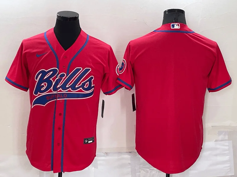 Baseball Jersey For Tournament Merchandise-Men's Buffalo Bills Blank Red Stitched Cool Base Baseball Jersey