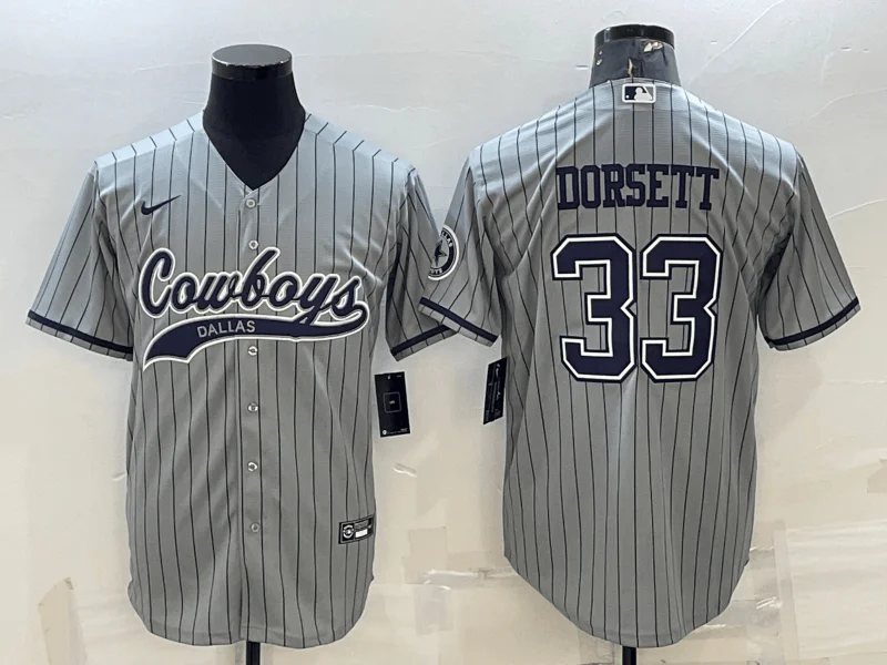 Baseball Jersey For College Merchandise Sales-Men's Dallas Cowboys #33 Tony Dorsett Grey With Patch Cool Base Stitched Baseball Jersey