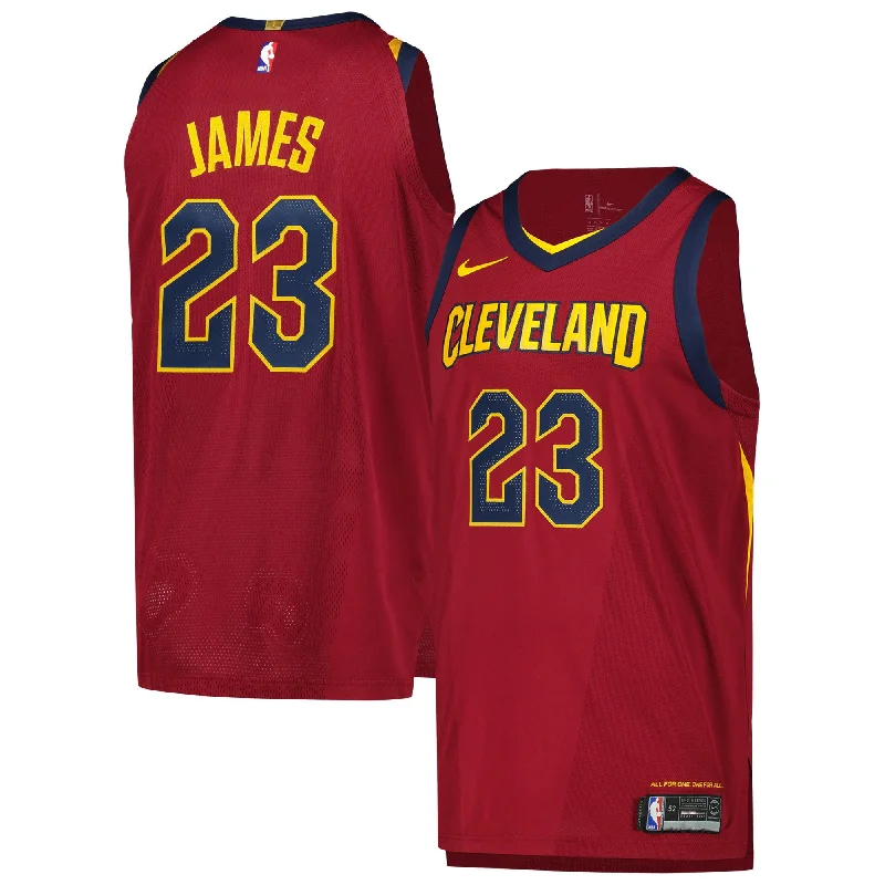 Basketball Jersey With Custom Patch Designs-Lebron James Cleveland Cavaliers Player Basketball Jersey - Icon Edition - Wine