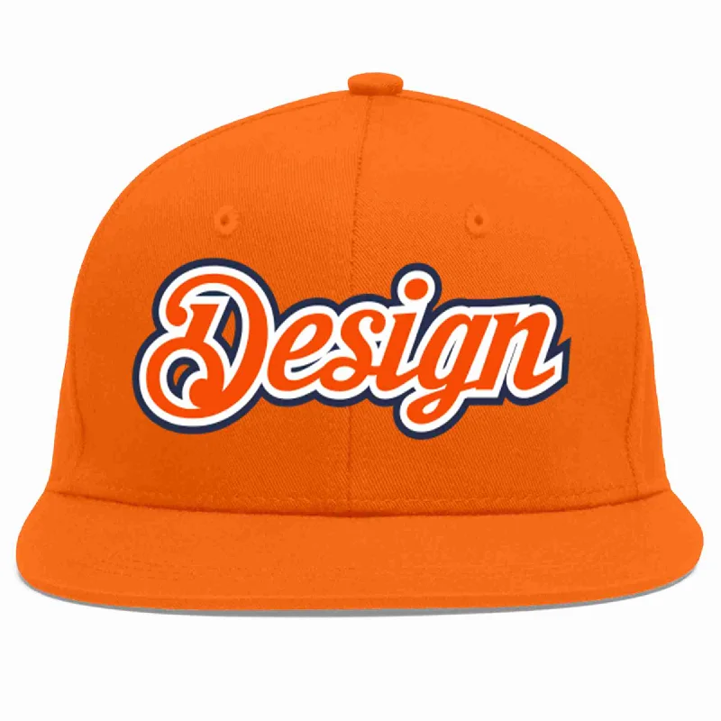 Baseball Cap For Outdoor Gear-Custom Orange Orange-White Flat Eaves Sport Baseball Cap Design for Men/Women/Youth