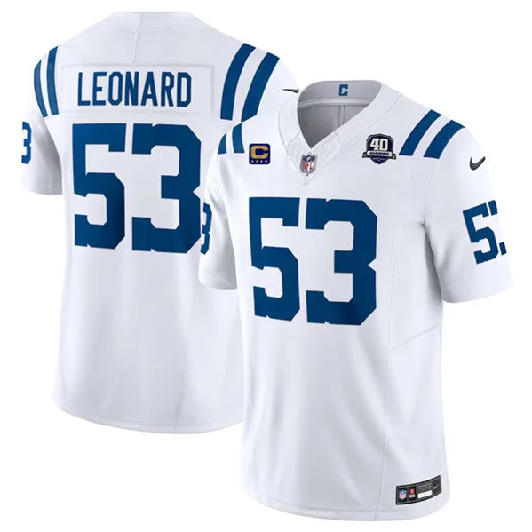 Football Jersey For High School Fan Merchandise-Men's Indianapolis Colts #53 Shaquille Leonard White 2023 F.U.S.E. 40th Anniversary With 1-Star C Patch Vapor Untouchable Limited Football Stitched Jersey