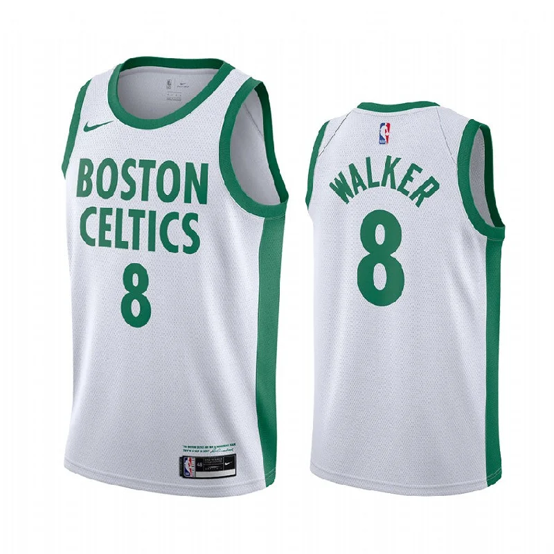 Personalized Basketball Jersey-Celtics 8 Kemba Walker White 2020-21 City Edition Swingman Basketball Jersey