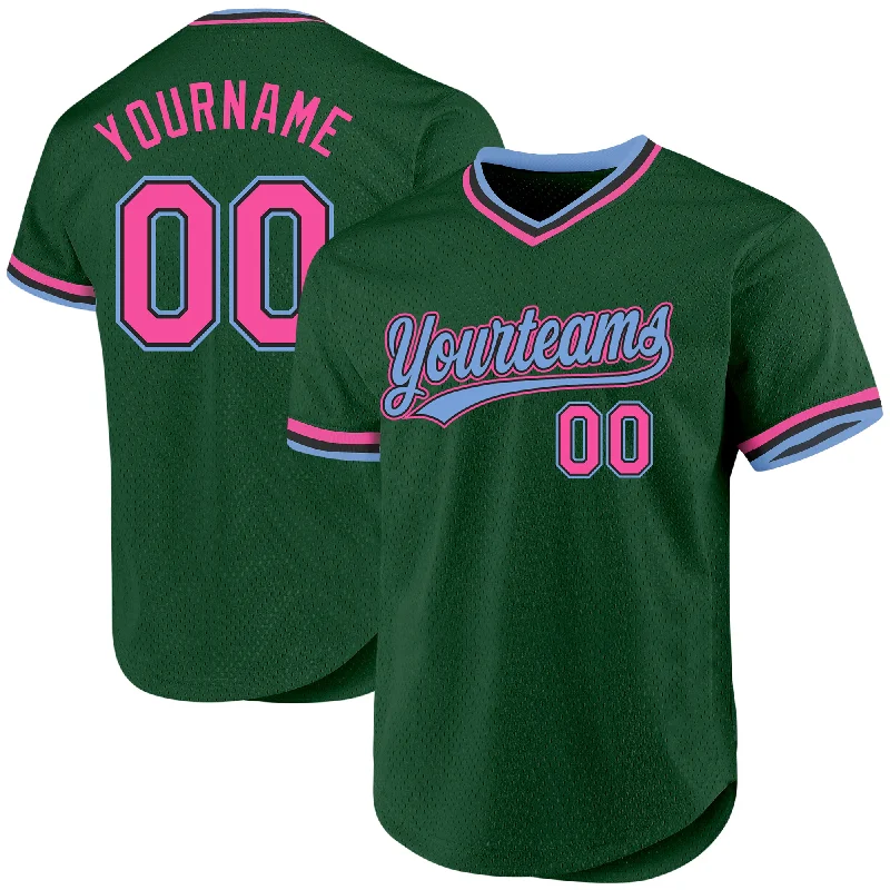 Baseball Jersey For Special Fan Gifts-Custom Green Pink Black-Light Blue Authentic Throwback Baseball Jersey