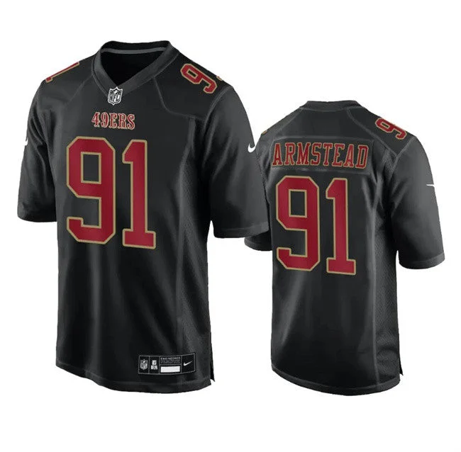 Football Jersey For Tournament Team Custom Orders-Men's San Francisco 49ers #91 Arik Armstead Black Fashion Limited Football Stitched Game Jersey