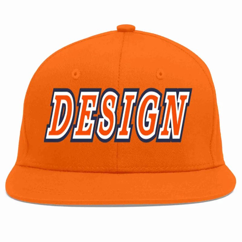 Baseball Cap For Custom League Orders-Custom Orange Orange-White Flat Eaves Sport Baseball Cap Design for Men/Women/Youth