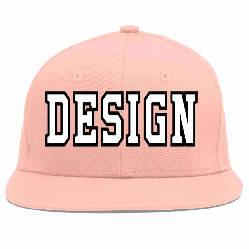 Baseball Cap For Youth League Merchandise-Custom Pink White-Black Flat Eaves Sport Baseball Cap Design for Men/Women/Youth