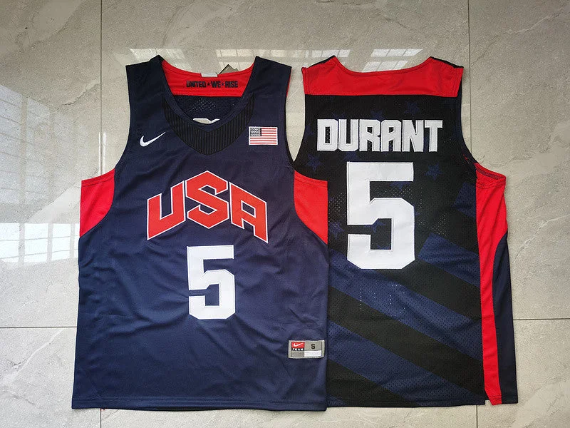 Basketball Jersey With Player Numbers For Sale-USA 5 Kevin Durant Navy 2012 Olympic Basketball Team Basketball Jersey