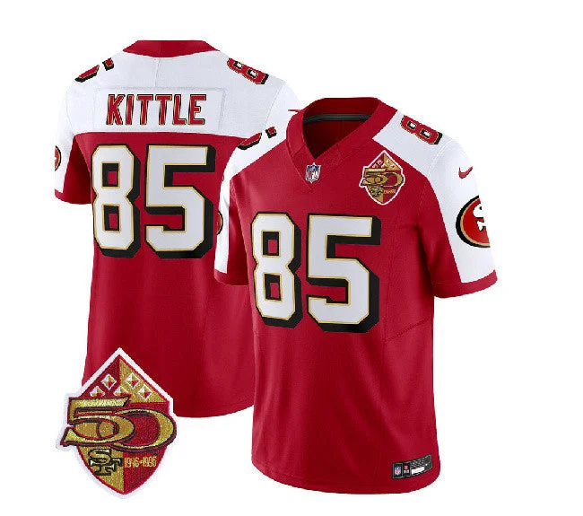 Football Jersey For Special Limited Edition Orders-Men's San Francisco 49ers #85 George Kittle Red/White 2023 F.U.S.E. 50th Patch Throwback Football Stitched Jersey