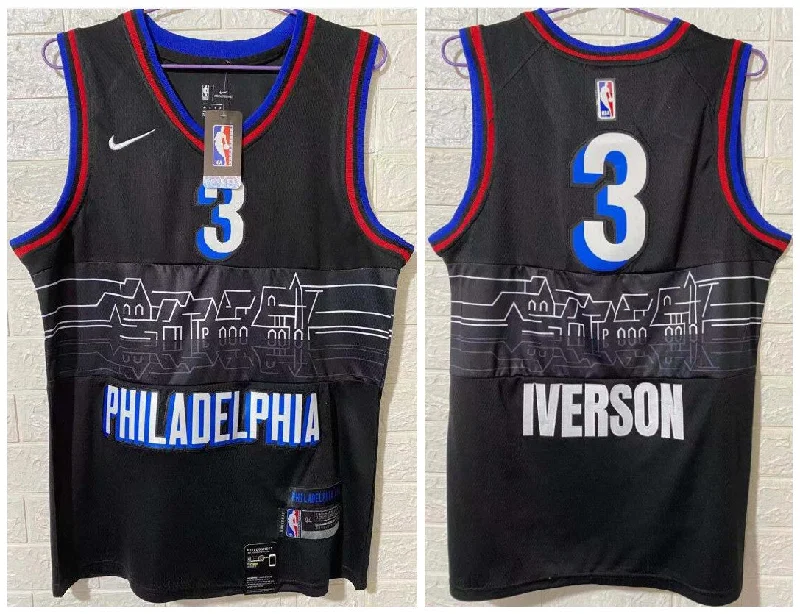 Basketball Jersey For Custom Team Orders And Gifts-76ers 3 Allen Iverson Black 2020-21 City Edition Swingman Basketball Jersey