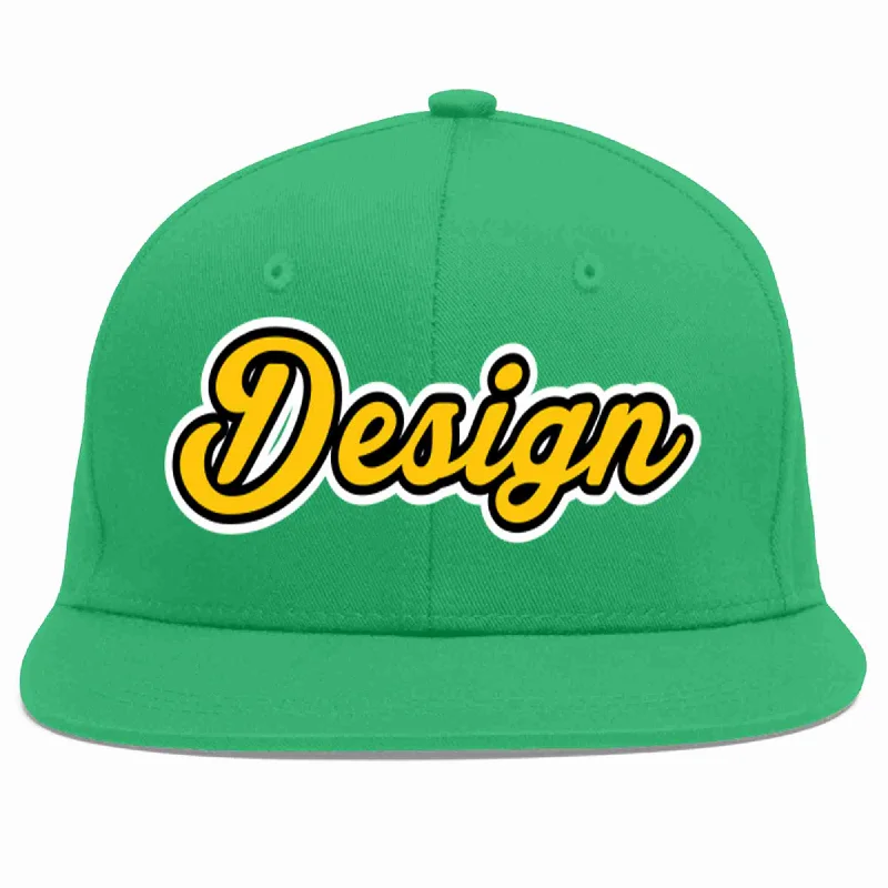 Baseball Cap For Kids-Custom Teal Gold-Black Flat Eaves Sport Baseball Cap