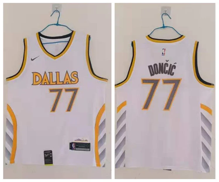 Basketball Jersey For Special Edition Orders-Mavericks 77 Luka Doncic White 2020-21 City Edition Swingman Basketball Jersey