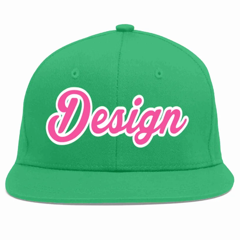 Baseball Cap For Team Merchandise-Custom Teal Pink-White Flat Eaves Sport Baseball Cap