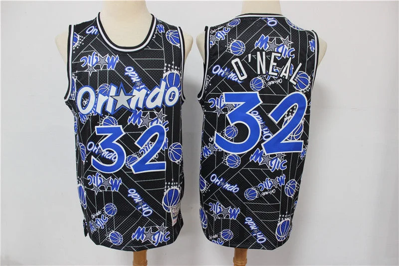 Basketball Jersey For Player And Team Apparel-Magic 32 Shaquille O'Neal Black Tear Up Pack Hardwood Classics Swingman Basketball Jersey