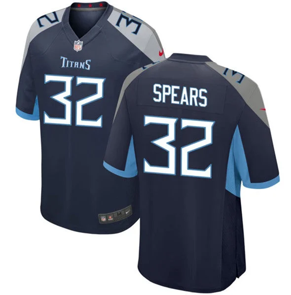 Football Jersey With Player Signature Embroidery-Men's Tennessee Titans #32 Tyjae Spears Navy Football Stitched Game Jersey