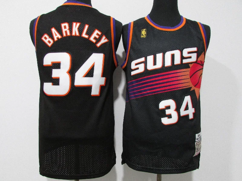 Basketball Jersey For Youth Sports Teams-Suns 34 Charles Barkley Black Hardwood Classics Basketball Jersey