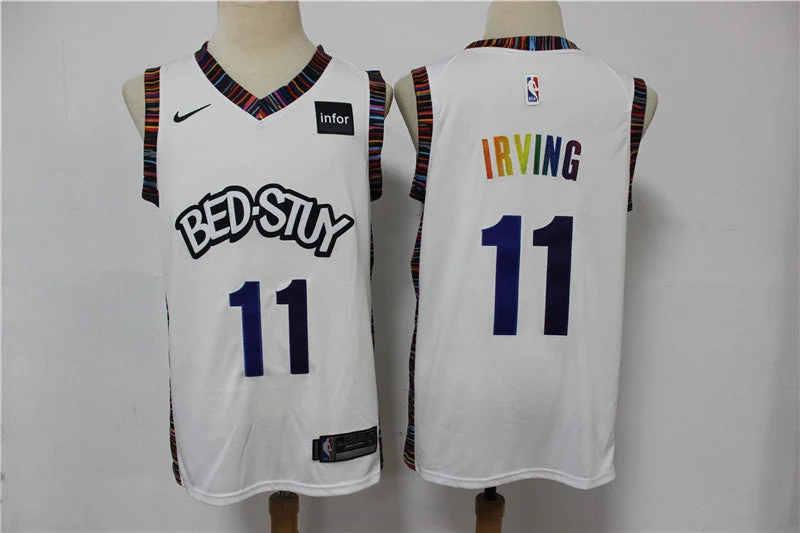 Basketball Jersey For Personalized Limited Edition-Nets 11 Kyrie Irving White 2020 City Edition Gradient Font Swingman Basketball Jersey