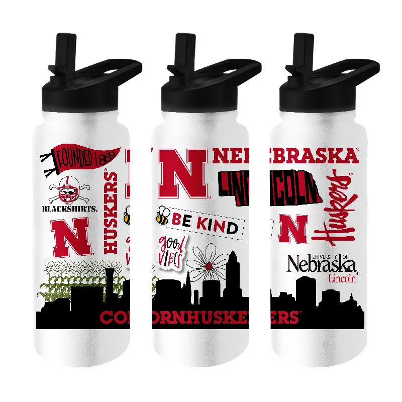 Team Mug With Player Numbers and Logos-Nebraska 34oz Native Quencher Bottle